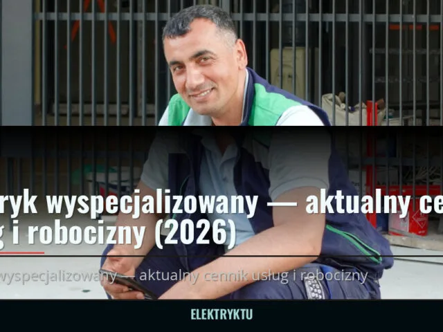 Elektryk wyspecjalizowany — aktualny cennik usług i robocizny (2026) — elektryktu.pl