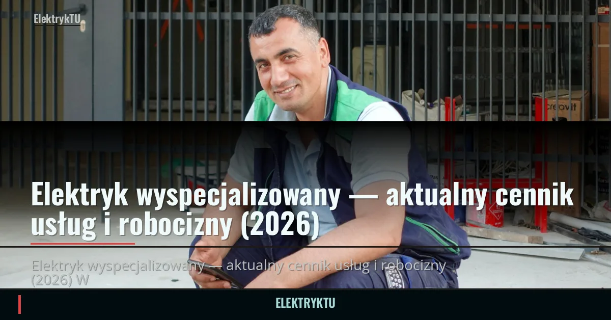 Elektryk wyspecjalizowany — aktualny cennik usług i robocizny (2026)