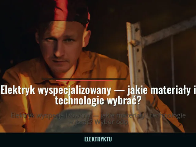 Elektryk wyspecjalizowany — jakie materiały i technologie wybrać? — elektryktu.pl