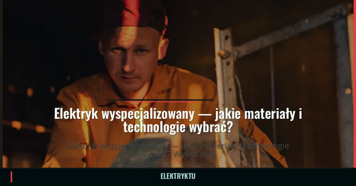 Elektryk wyspecjalizowany — jakie materiały i technologie wybrać?