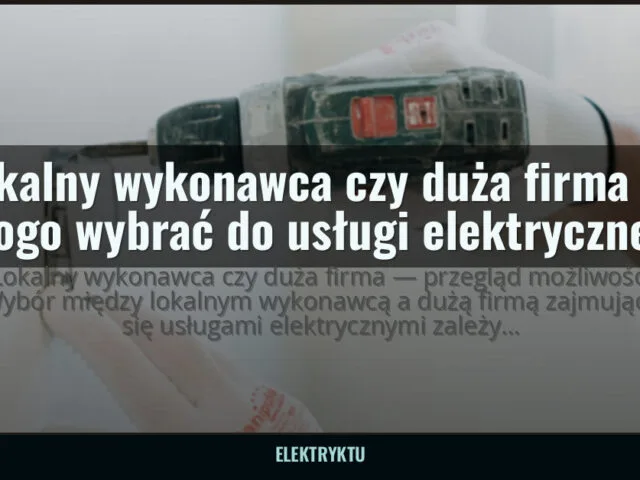 Lokalny wykonawca czy duża firma — kogo wybrać do usługi elektryczne? — elektryktu.pl