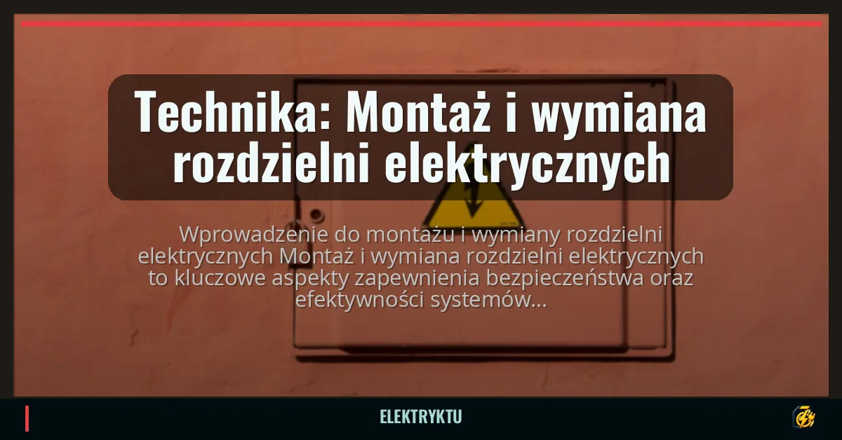 Technika: Montaż i wymiana rozdzielni elektrycznych