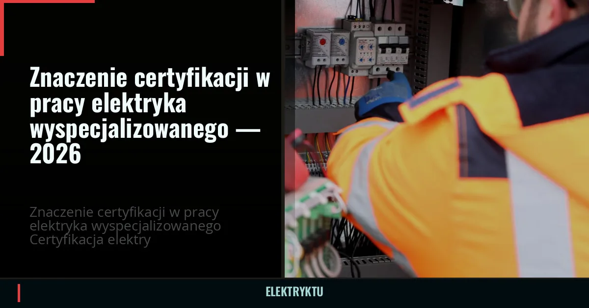 Znaczenie certyfikacji w pracy elektryka wyspecjalizowanego — 2026