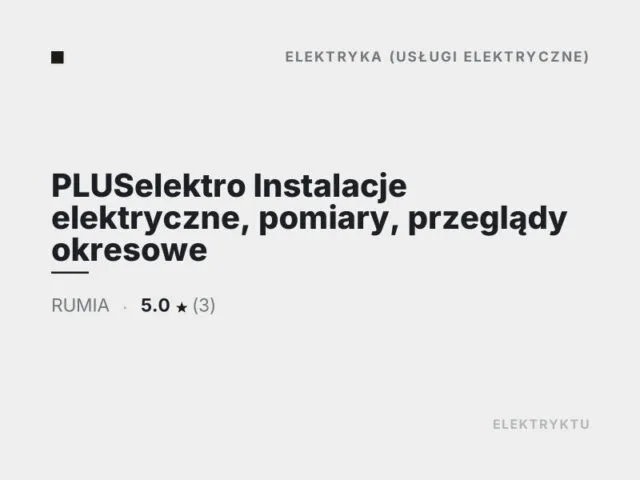 PLUSelektro Instalacje elektryczne, pomiary, przeglądy okresowe