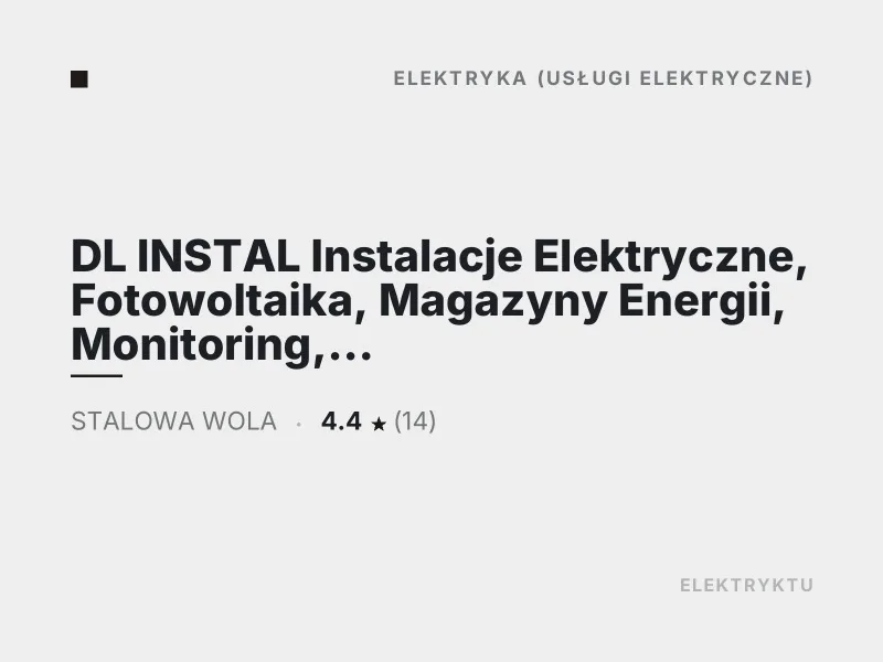 DL INSTAL Instalacje Elektryczne Fotowoltaika Stalowa Wola