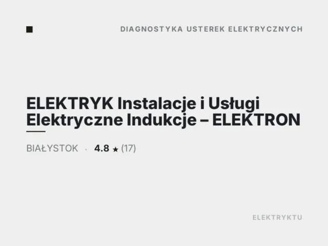 ELEKTRYK Instalacje i Usługi Elektryczne Indukcje – ELEKTRON