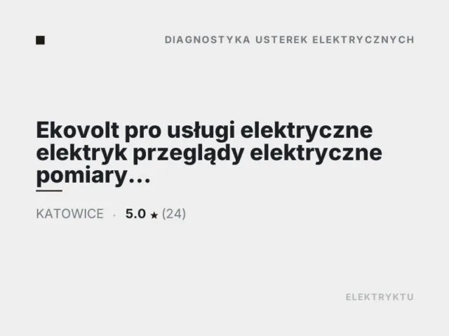 Ekovolt pro usługi elektryczne elektryk przeglądy elektryczne pomiary elektryczne pogotowie elektryczne