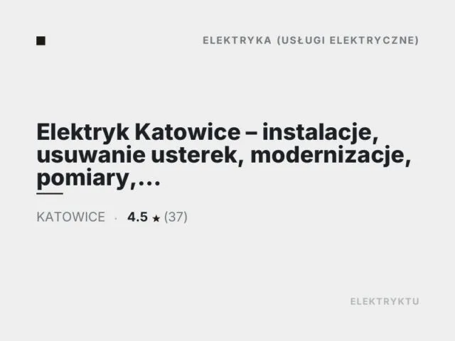 Elektryk Katowice – instalacje, usuwanie usterek, modernizacje, pomiary, ogrzewanie podłogowe Devi.