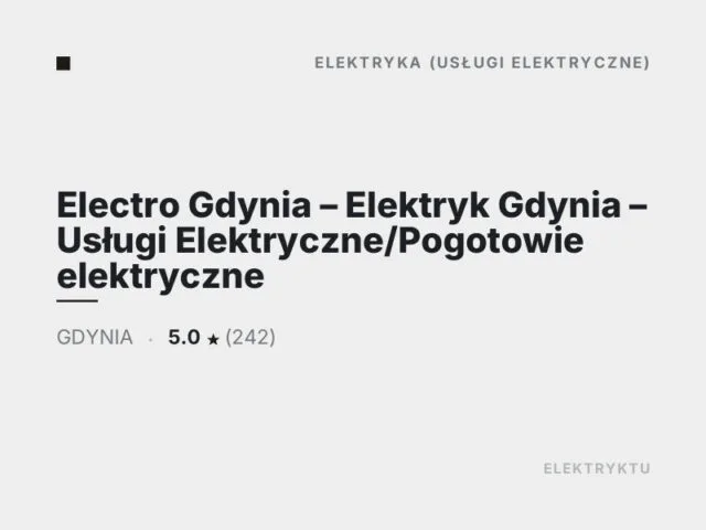 Electro Gdynia – Elektryk Gdynia – Usługi Elektryczne/Pogotowie elektryczne