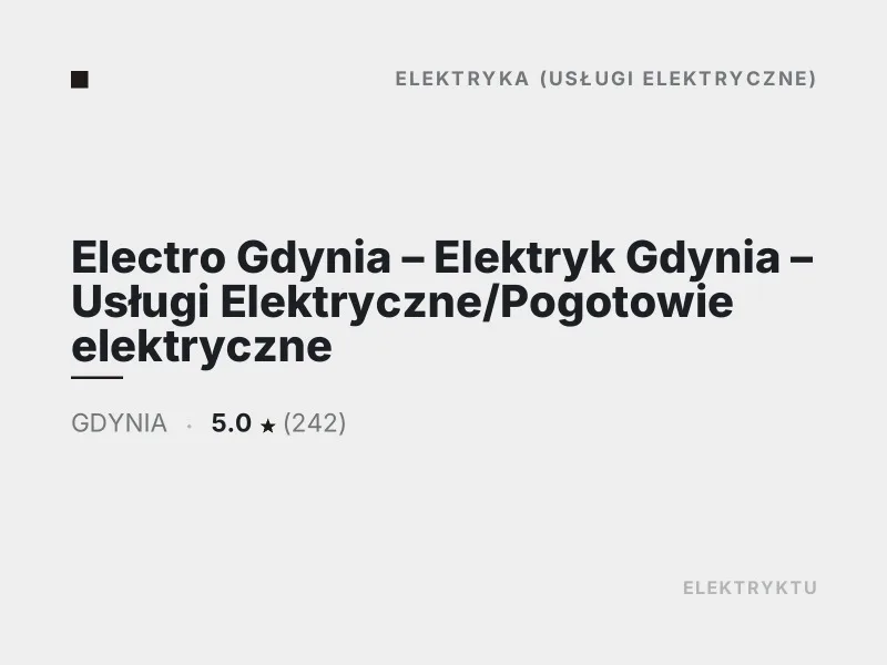 Electro Gdynia Elektryk Gdynia Usługi Elektryczne Diagnostyka usterek elektrycznych