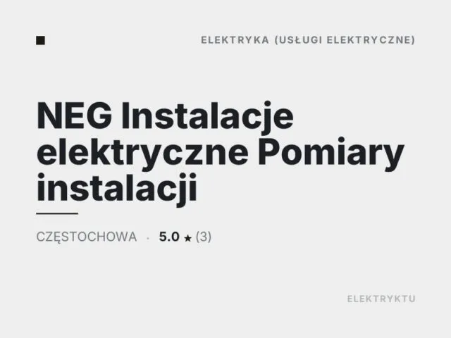 NEG Instalacje elektryczne Pomiary instalacji