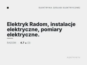 Elektryk Radom, instalacje elektryczne, pomiary elektryczne.