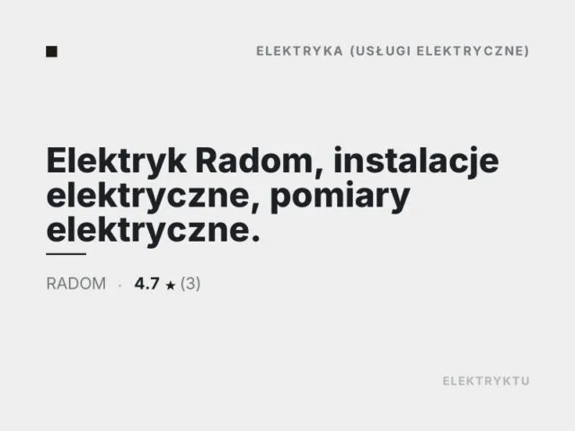 Elektryk Radom, instalacje elektryczne, pomiary elektryczne.