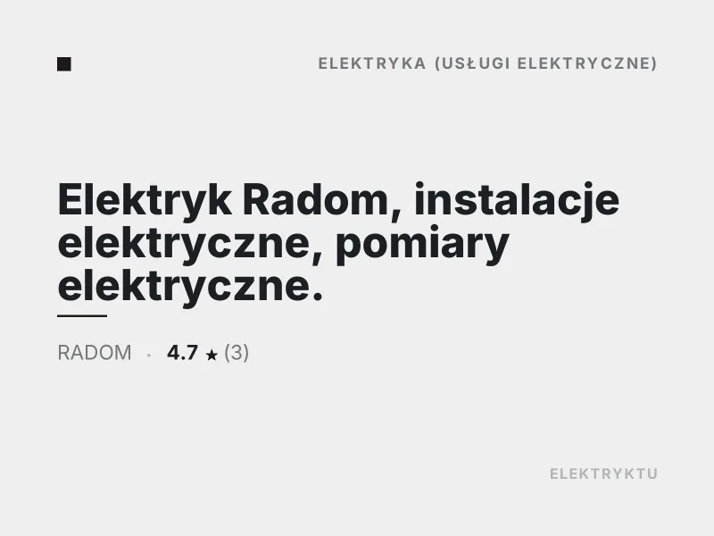 Elektryk Radom instalacje elektryczne diagnostyka usterek elektrycznych Radom