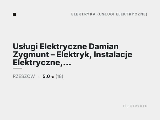 Usługi Elektryczne Damian Zygmunt – Elektryk, Instalacje Elektryczne, Elektryk Rzeszów