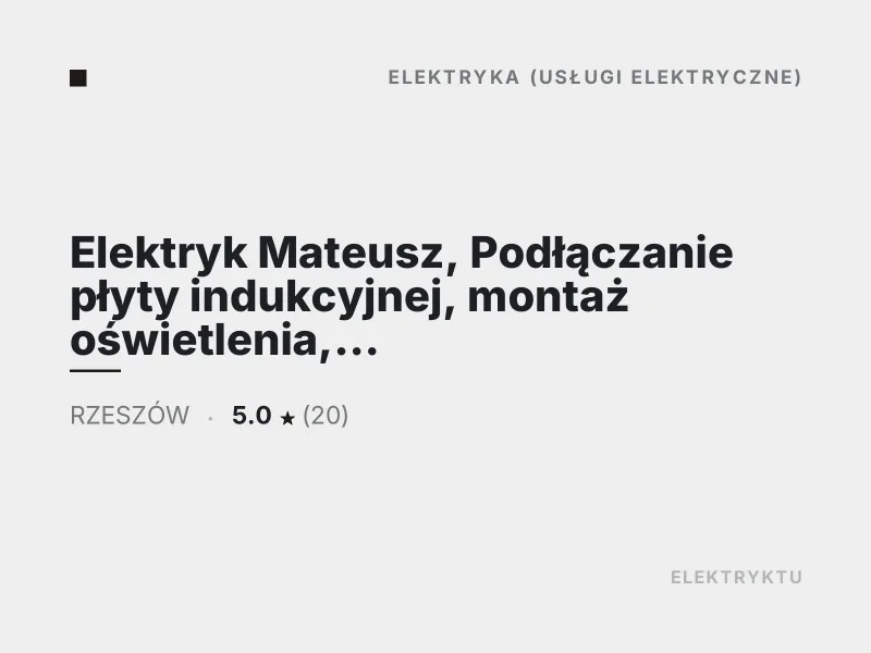 Elektryk Mateusz usługi elektryczne Rzeszów