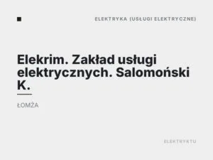 Elekrim. Zakład usługi elektrycznych. Salomoński K.