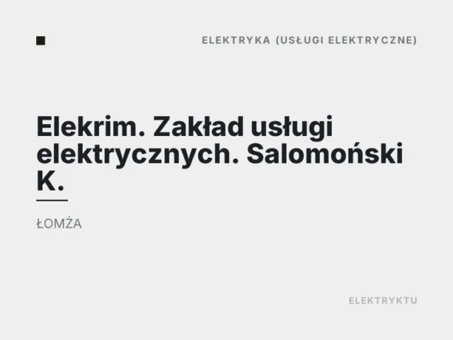 Elekrim. Zakład usługi elektrycznych. Salomoński K.