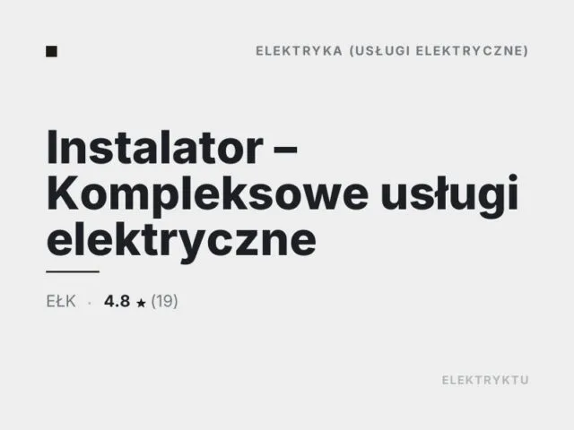 Instalator – Kompleksowe usługi elektryczne