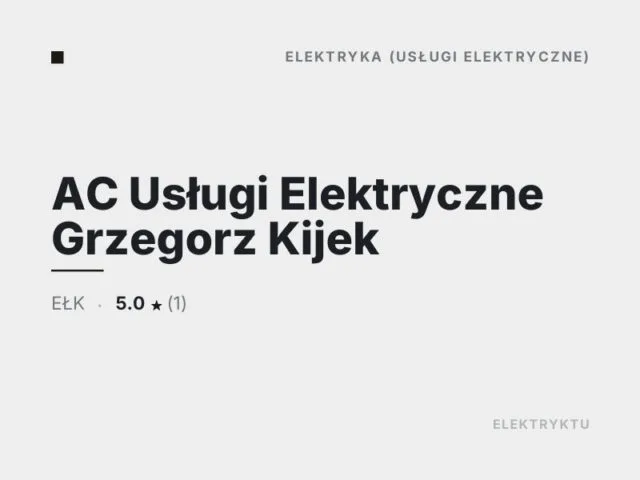 AC Usługi Elektryczne Grzegorz Kijek