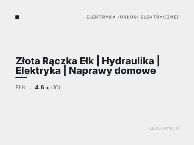 Złota Rączka Ełk | Hydraulika | Elektryka | Naprawy domowe