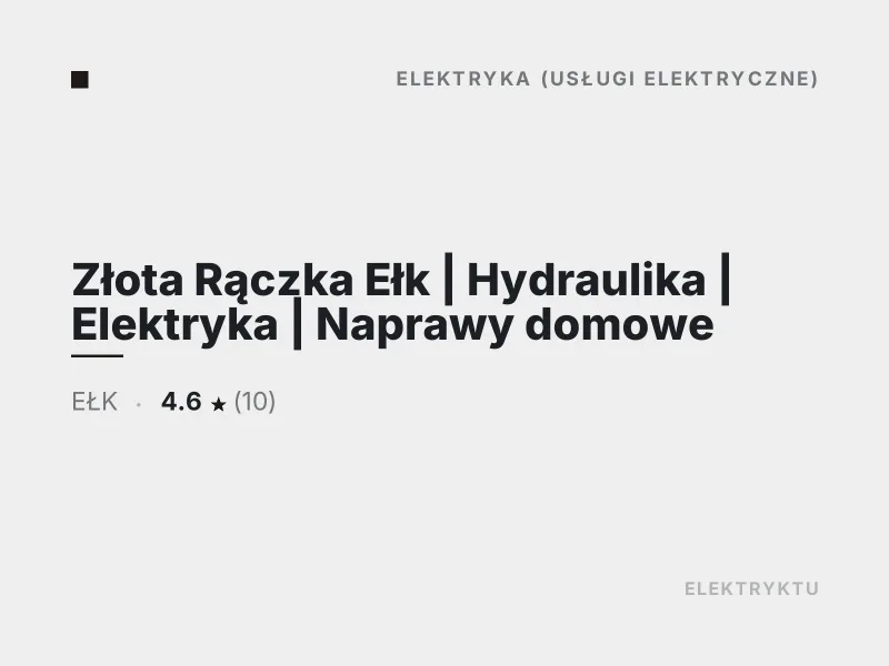 Złota Rączka Ełk usługi elektryczne Ełk