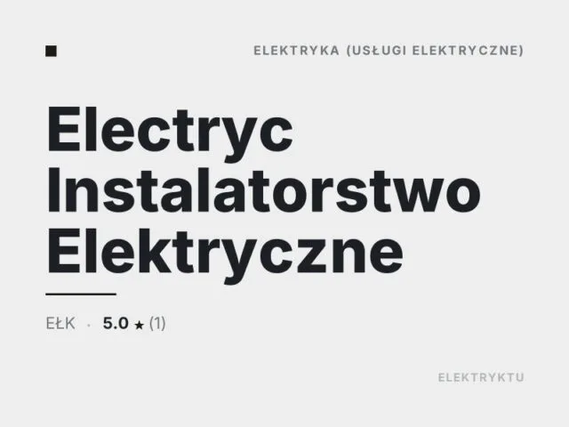 Electryc Instalatorstwo Elektryczne