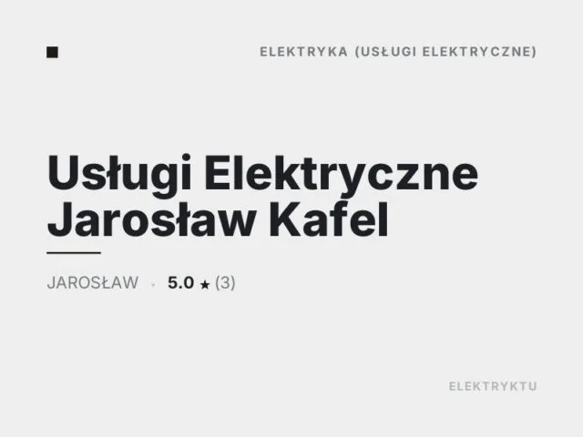 Usługi Elektryczne Jarosław Kafel