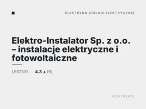 Elektro-Instalator Sp. z o.o. – instalacje elektryczne i fotowoltaiczne