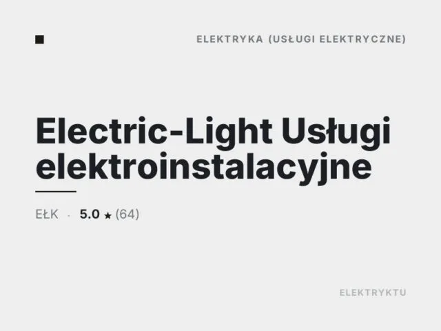 Electric-Light Usługi elektroinstalacyjne