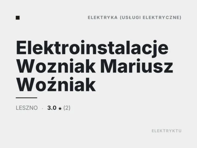 Elektroinstalacje Wozniak Mariusz Woźniak