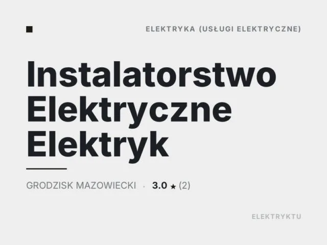 Instalatorstwo Elektryczne Elektryk