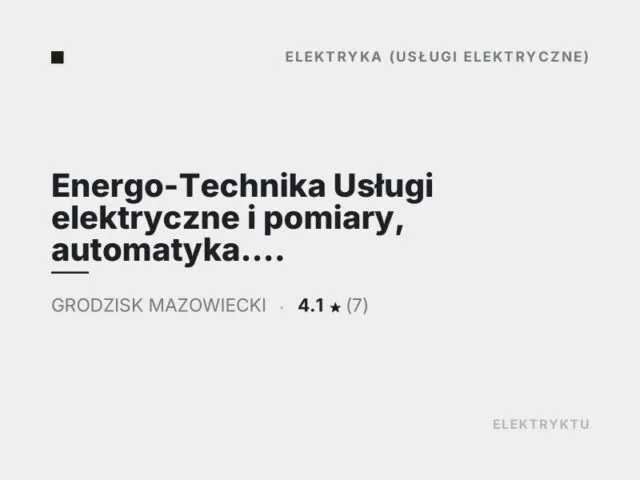 Energo-Technika Usługi elektryczne i pomiary, automatyka. Jan Lubas