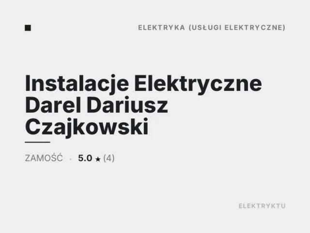 Instalacje Elektryczne Darel Dariusz Czajkowski