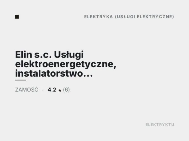 Elin s.c. Usługi elektroenergetyczne, instalatorstwo elektryczne