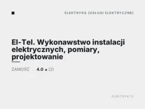 El-Tel. Wykonawstwo instalacji elektrycznych, pomiary, projektowanie