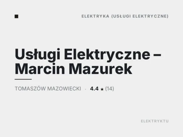 Usługi Elektryczne – Marcin Mazurek