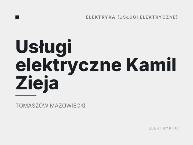 Usługi elektryczne Kamil Zieja Diagnostyka usterek elektrycznych Tomaszów Mazowiecki
