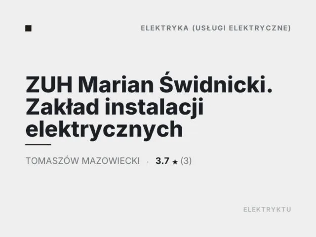 ZUH Marian Świdnicki. Zakład instalacji elektrycznych