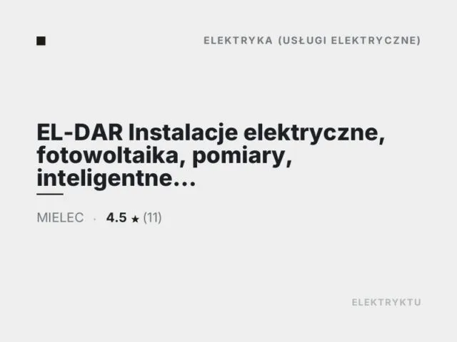 EL-DAR Instalacje elektryczne, fotowoltaika, pomiary, inteligentne domy
