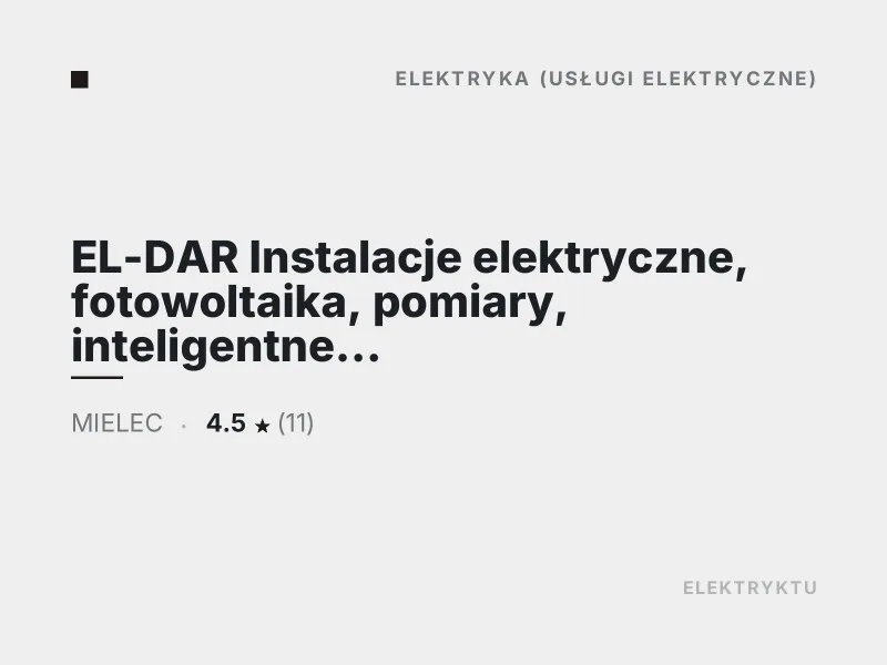 EL-DAR Instalacje elektryczne Automatyka i inteligentny dom Mielec