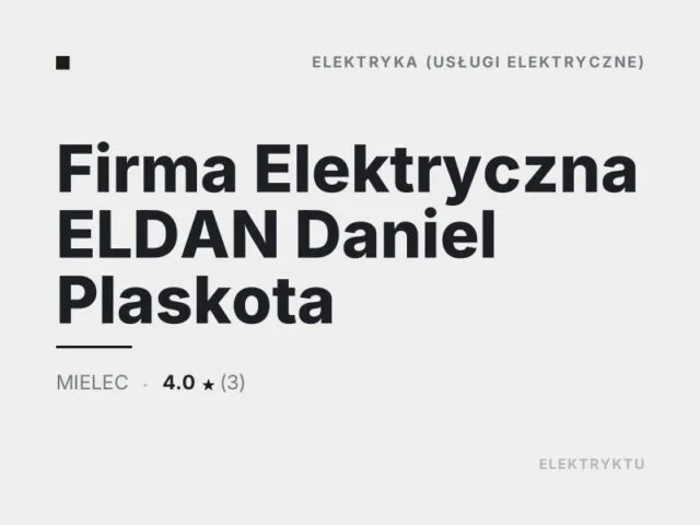 Firma Elektryczna ELDAN Daniel Plaskota