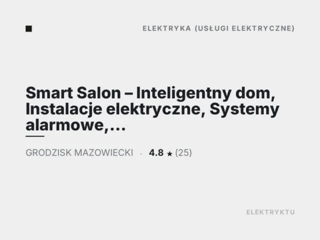 Smart Salon – Inteligentny dom, Instalacje elektryczne, Systemy alarmowe, Automaty do bram, Wideodomofony, Monitoring