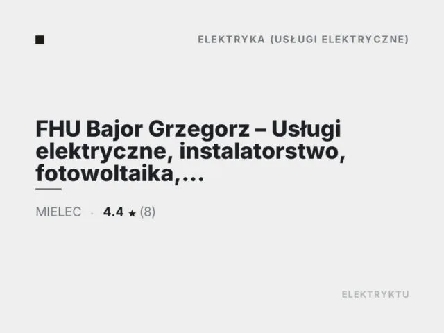 FHU Bajor Grzegorz – Usługi elektryczne, instalatorstwo, fotowoltaika, prefabrykacja rozdzielni