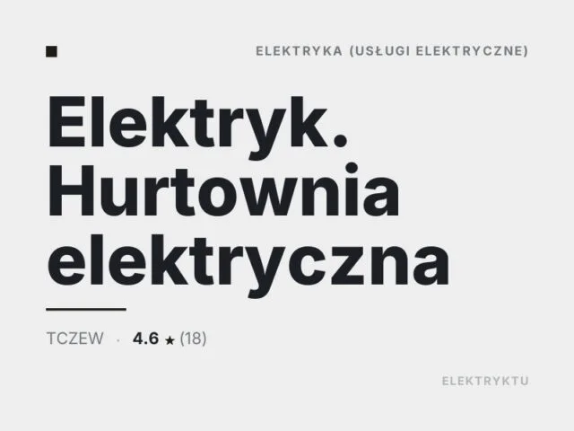 Elektryk. Hurtownia elektryczna