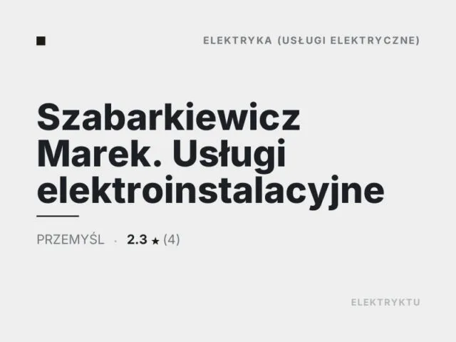 Szabarkiewicz Marek. Usługi elektroinstalacyjne