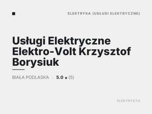 Usługi Elektryczne Elektro-Volt Krzysztof Borysiuk