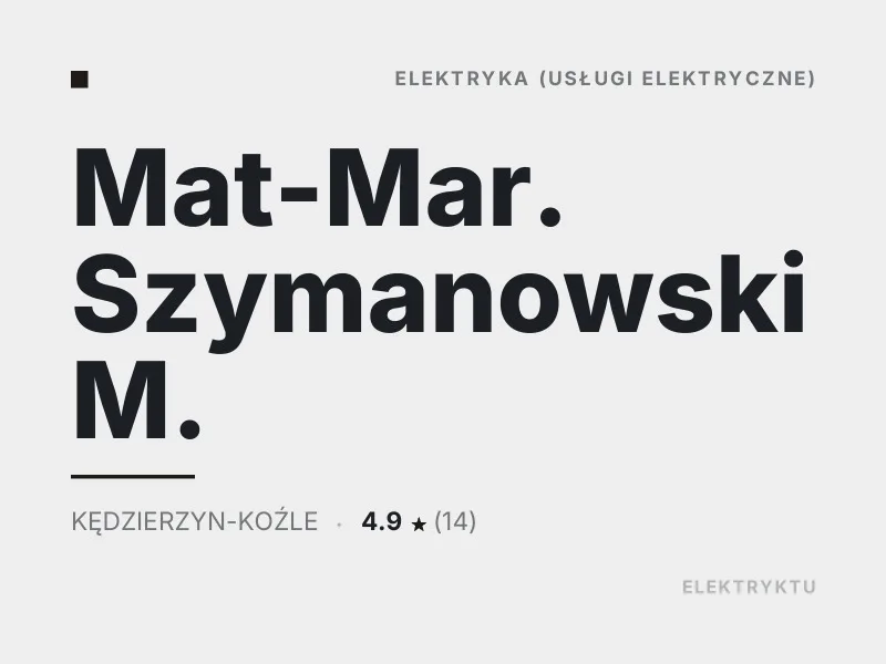 Mat-Mar. Szymanowski M. Diagnostyka usterek elektrycznych Kędzierzyn-Koźle