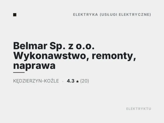 Belmar Sp. z o.o. Wykonawstwo, remonty, naprawa