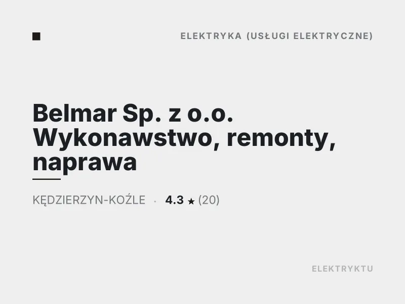 Belmar Sp. z o.o. Elektryka Kędzierzyn-Koźle